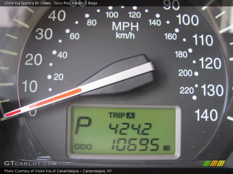Spicy Red Metallic / Beige 2009 Kia Spectra EX Sedan