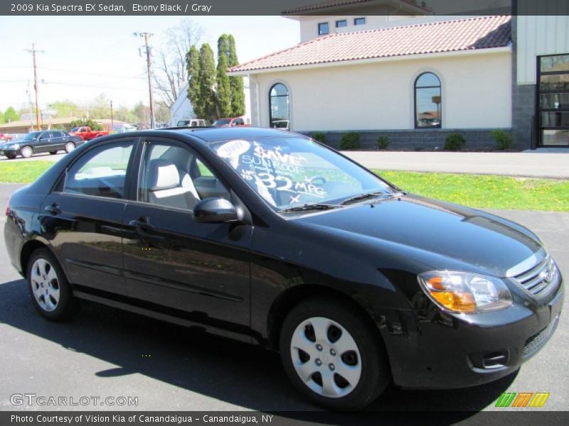 Ebony Black / Gray 2009 Kia Spectra EX Sedan