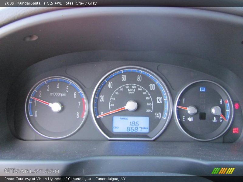 Steel Gray / Gray 2009 Hyundai Santa Fe GLS 4WD