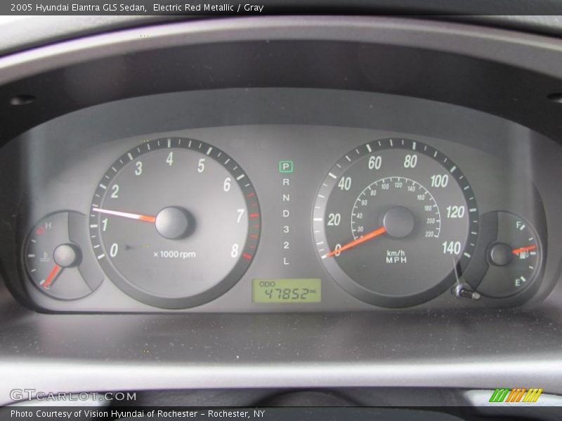 Electric Red Metallic / Gray 2005 Hyundai Elantra GLS Sedan