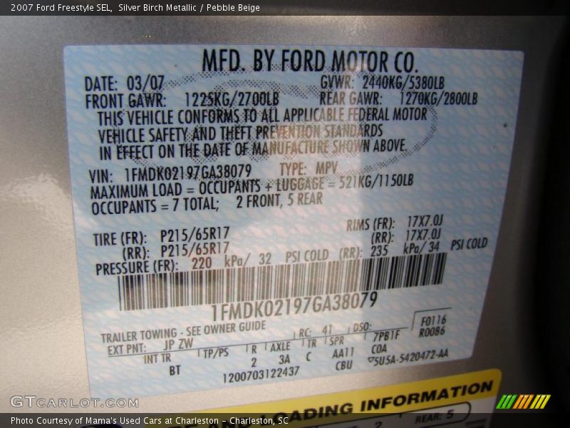 Silver Birch Metallic / Pebble Beige 2007 Ford Freestyle SEL
