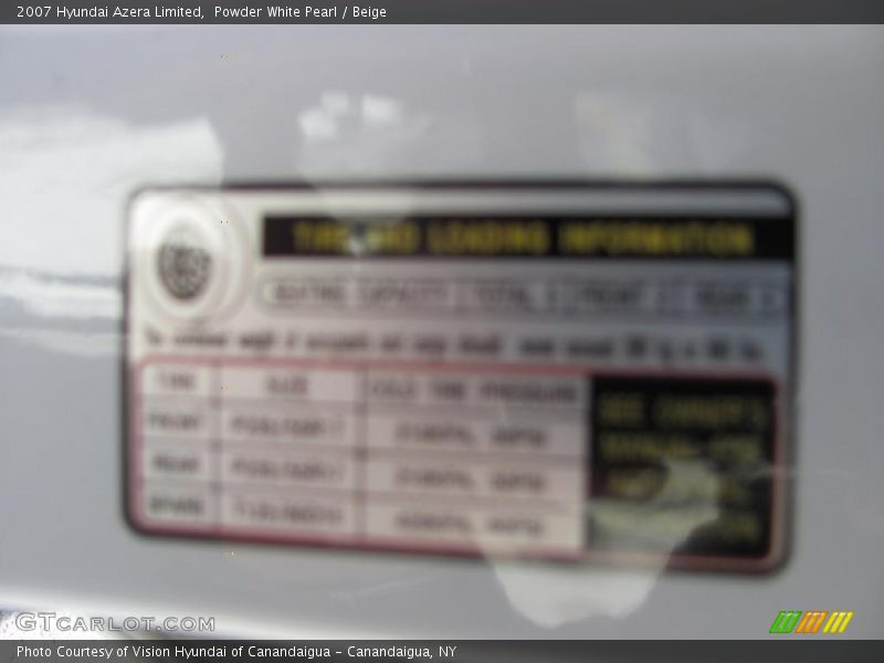 Powder White Pearl / Beige 2007 Hyundai Azera Limited