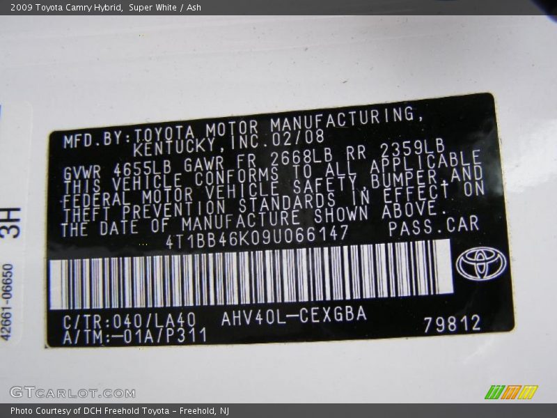 Super White / Ash 2009 Toyota Camry Hybrid