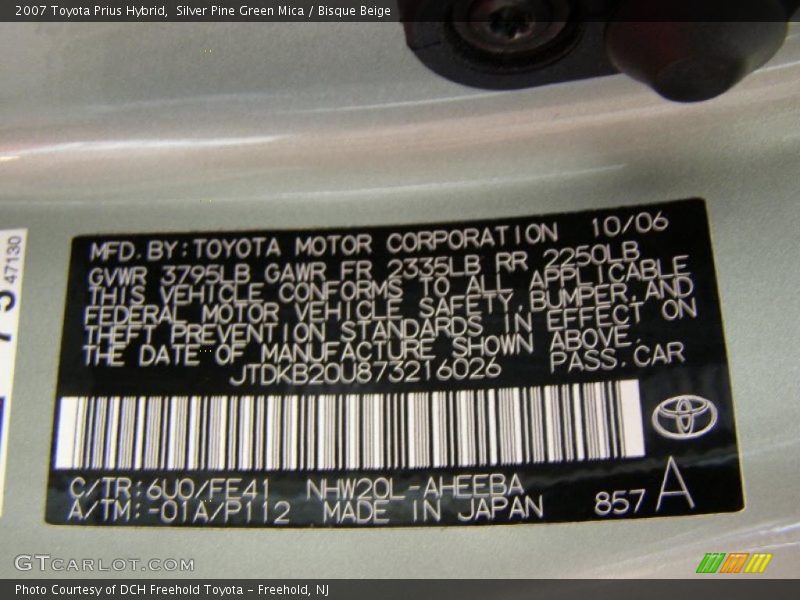 Silver Pine Green Mica / Bisque Beige 2007 Toyota Prius Hybrid