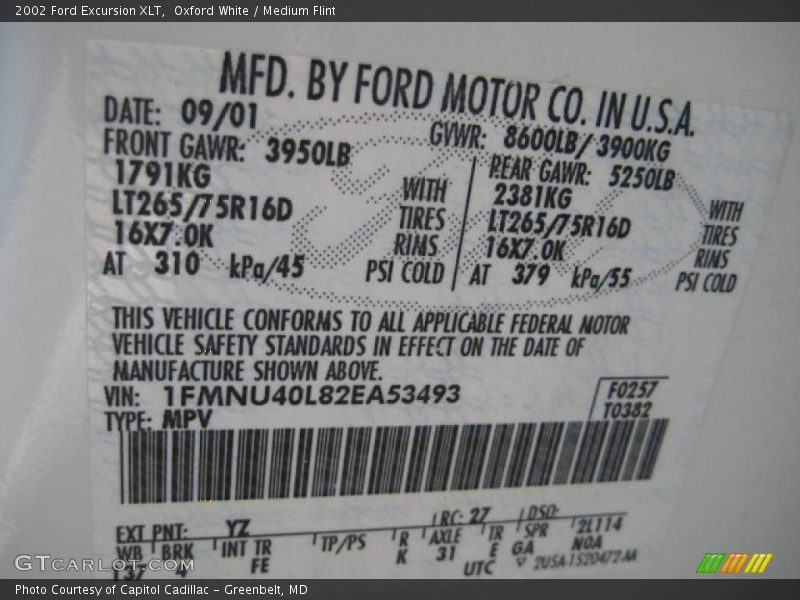 Oxford White / Medium Flint 2002 Ford Excursion XLT