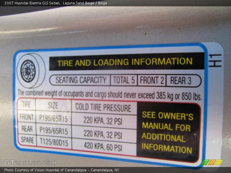 Laguna Sand Beige / Beige 2007 Hyundai Elantra GLS Sedan