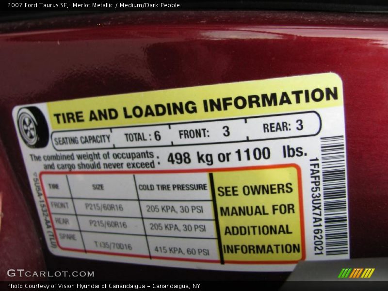 Merlot Metallic / Medium/Dark Pebble 2007 Ford Taurus SE