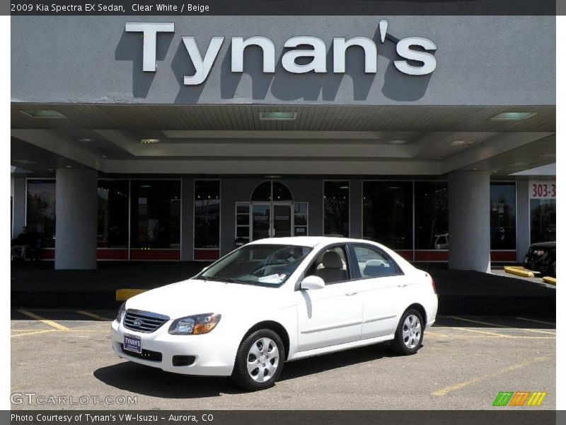 Clear White / Beige 2009 Kia Spectra EX Sedan