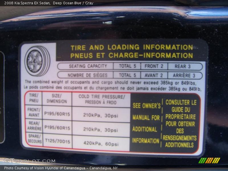 Deep Ocean Blue / Gray 2008 Kia Spectra EX Sedan