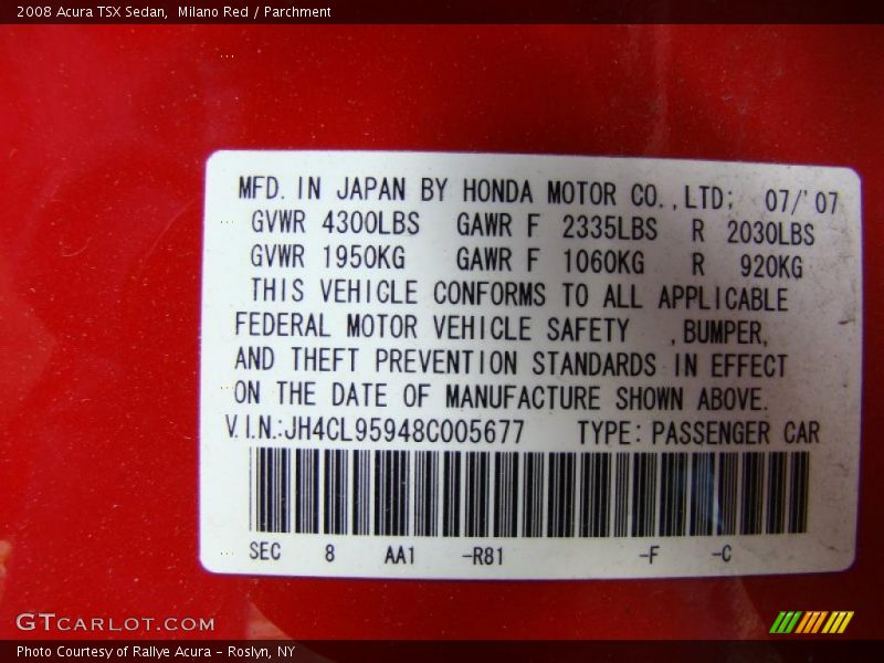 Milano Red / Parchment 2008 Acura TSX Sedan