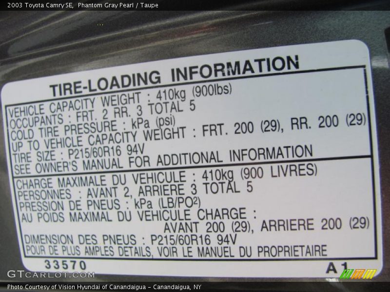 Phantom Gray Pearl / Taupe 2003 Toyota Camry SE