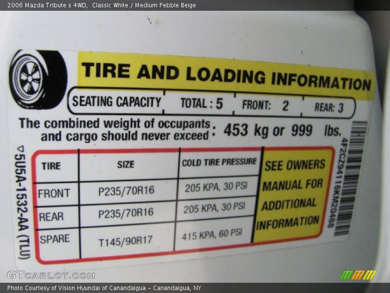 Classic White / Medium Pebble Beige 2006 Mazda Tribute s 4WD