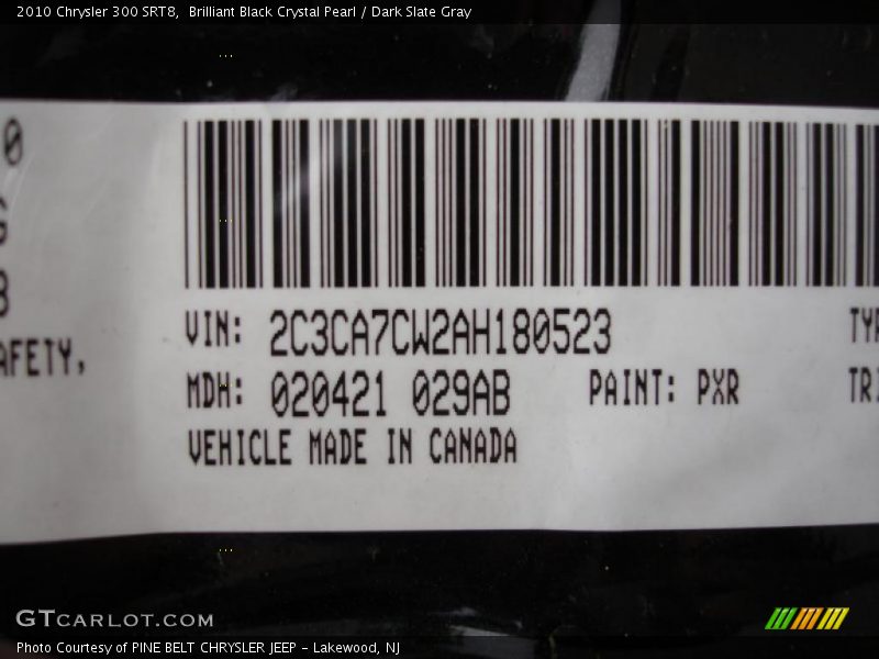 Brilliant Black Crystal Pearl / Dark Slate Gray 2010 Chrysler 300 SRT8