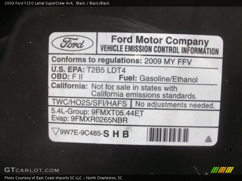 Black / Black/Black 2009 Ford F150 Lariat SuperCrew 4x4