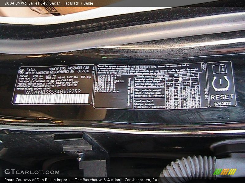 Jet Black / Beige 2004 BMW 5 Series 545i Sedan
