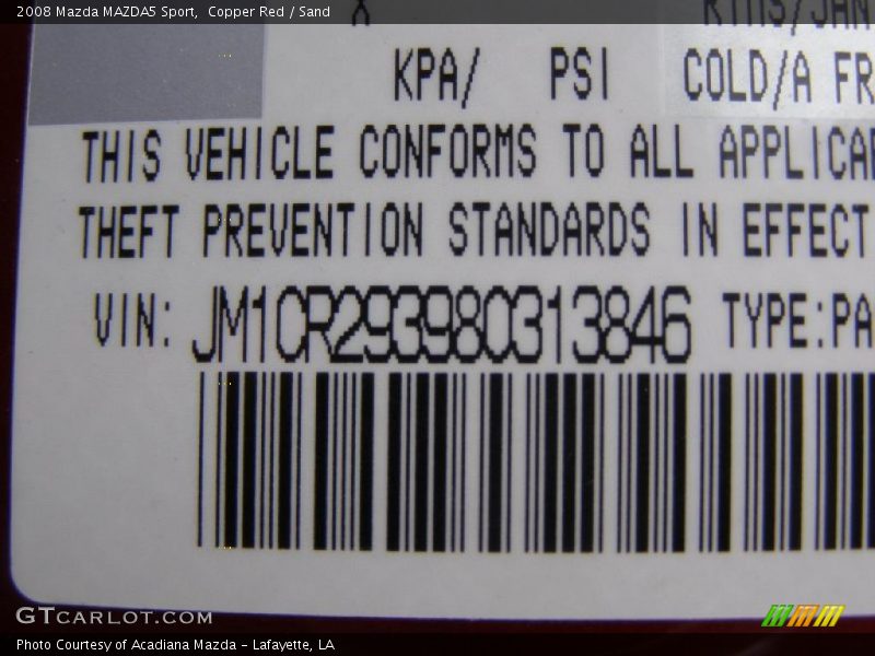 Copper Red / Sand 2008 Mazda MAZDA5 Sport