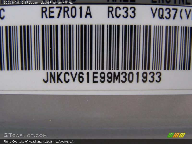 Liquid Platinum / Wheat 2009 Infiniti G 37 Sedan