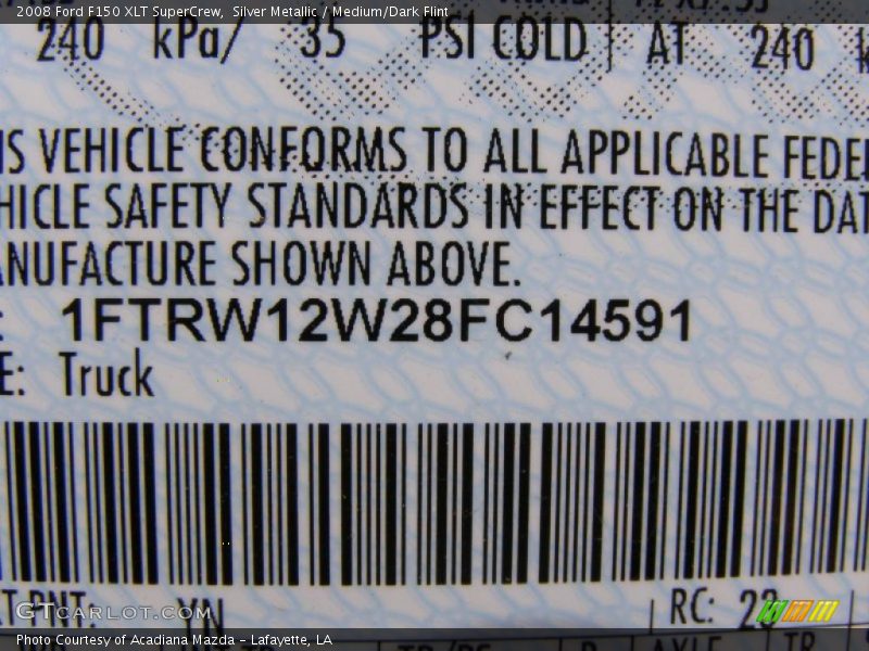 Silver Metallic / Medium/Dark Flint 2008 Ford F150 XLT SuperCrew