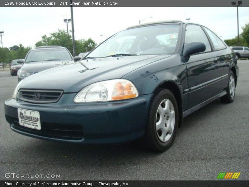 Dark Green Pearl Metallic / Gray 1998 Honda Civic EX Coupe