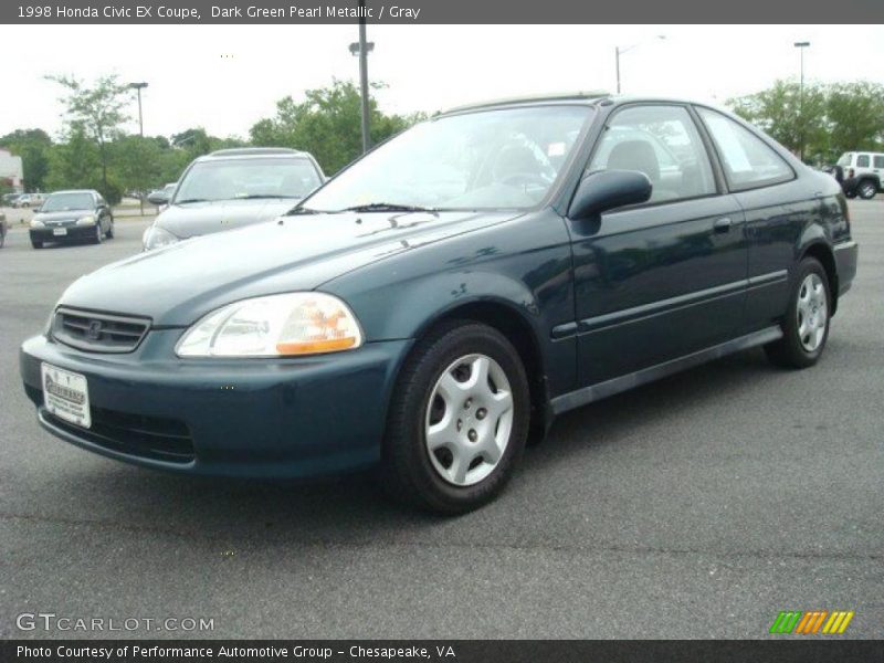 Dark Green Pearl Metallic / Gray 1998 Honda Civic EX Coupe