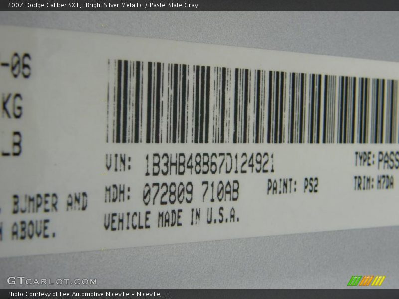 Bright Silver Metallic / Pastel Slate Gray 2007 Dodge Caliber SXT