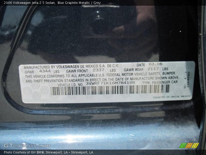 Blue Graphite Metallic / Grey 2006 Volkswagen Jetta 2.5 Sedan