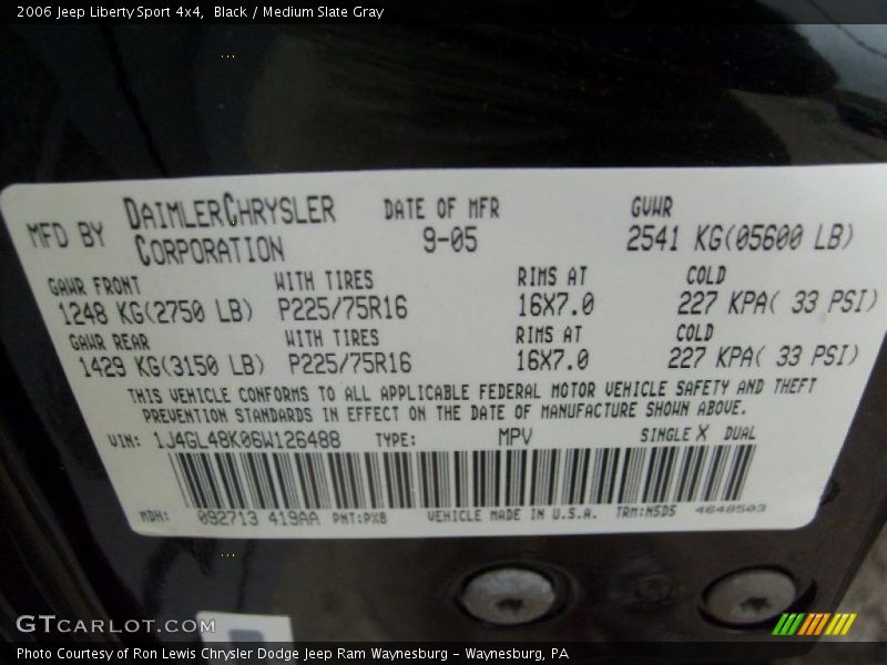 Black / Medium Slate Gray 2006 Jeep Liberty Sport 4x4