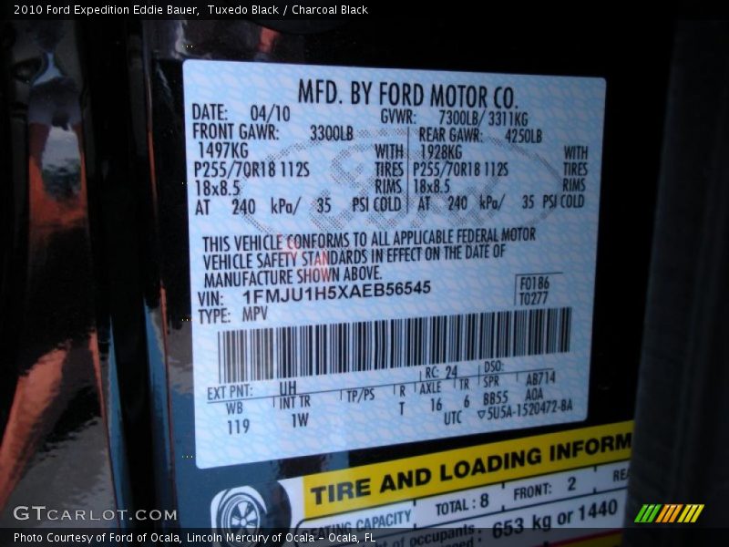 Tuxedo Black / Charcoal Black 2010 Ford Expedition Eddie Bauer