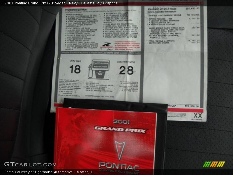 Navy Blue Metallic / Graphite 2001 Pontiac Grand Prix GTP Sedan