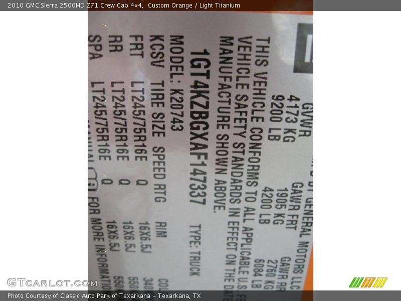 Custom Orange / Light Titanium 2010 GMC Sierra 2500HD Z71 Crew Cab 4x4