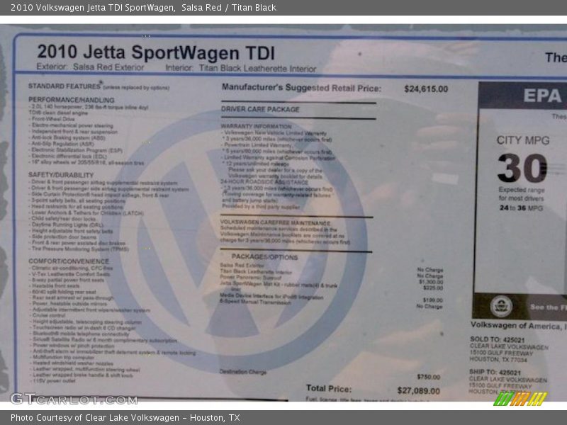 Salsa Red / Titan Black 2010 Volkswagen Jetta TDI SportWagen