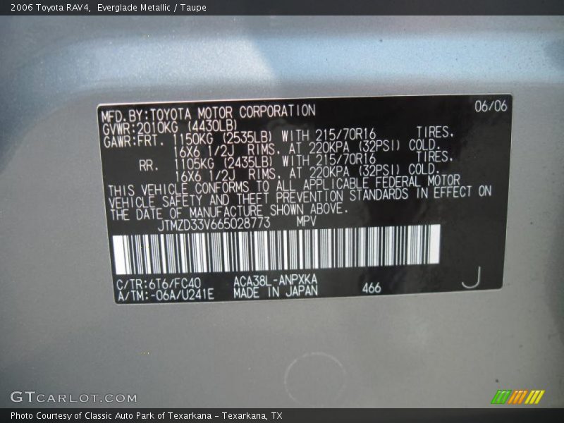 Everglade Metallic / Taupe 2006 Toyota RAV4