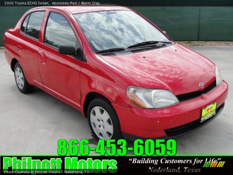Absolutely Red / Warm Gray 2000 Toyota ECHO Sedan