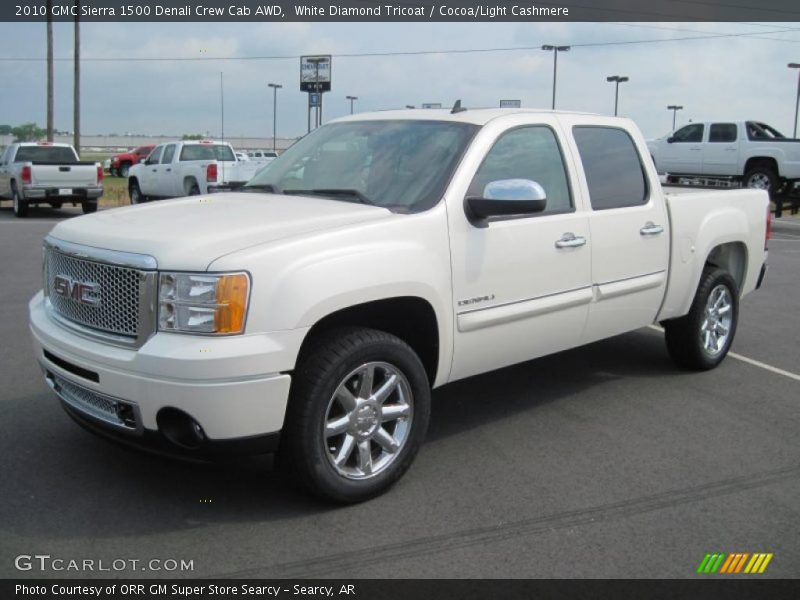 White Diamond Tricoat / Cocoa/Light Cashmere 2010 GMC Sierra 1500 Denali Crew Cab AWD