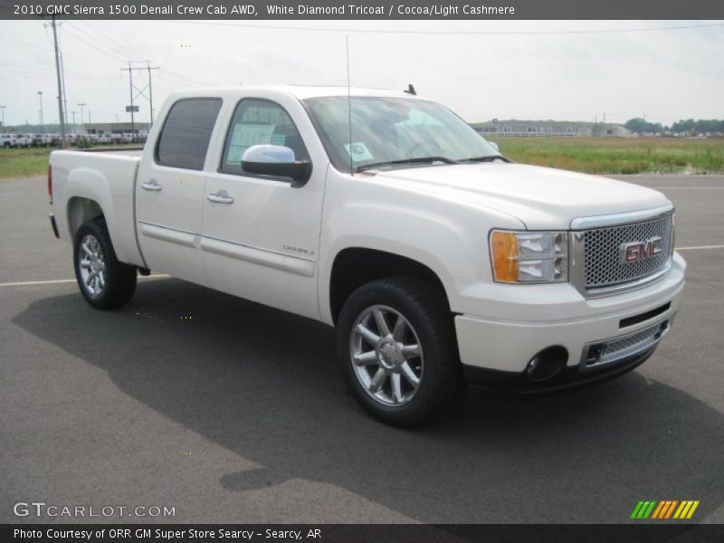 White Diamond Tricoat / Cocoa/Light Cashmere 2010 GMC Sierra 1500 Denali Crew Cab AWD