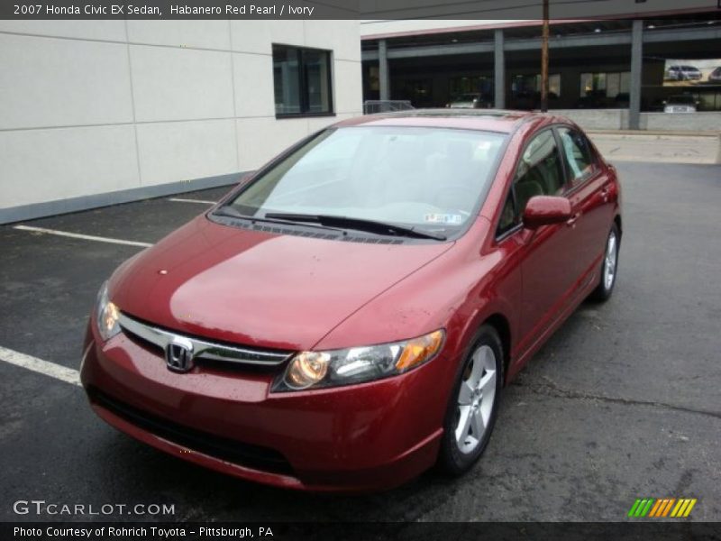 Habanero Red Pearl / Ivory 2007 Honda Civic EX Sedan