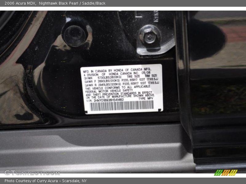 Nighthawk Black Pearl / Saddle/Black 2006 Acura MDX