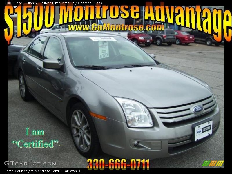 Silver Birch Metallic / Charcoal Black 2008 Ford Fusion SE