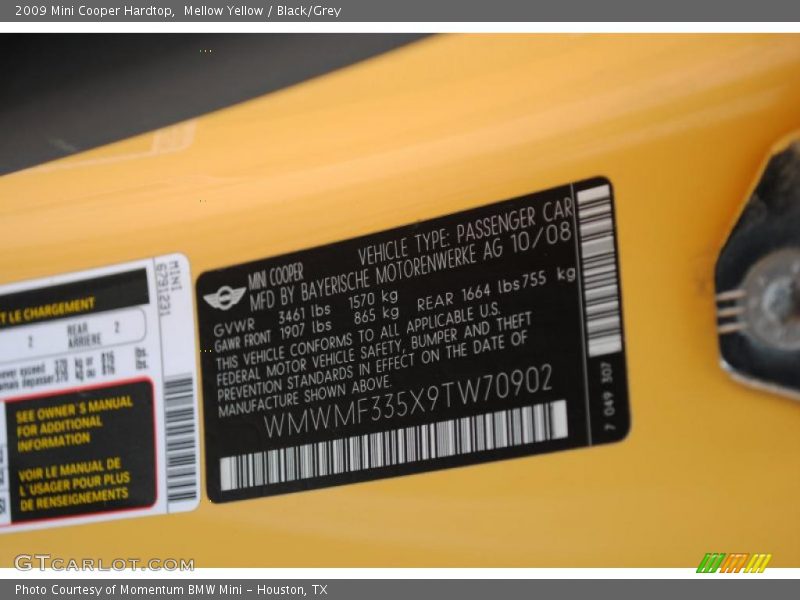 Mellow Yellow / Black/Grey 2009 Mini Cooper Hardtop