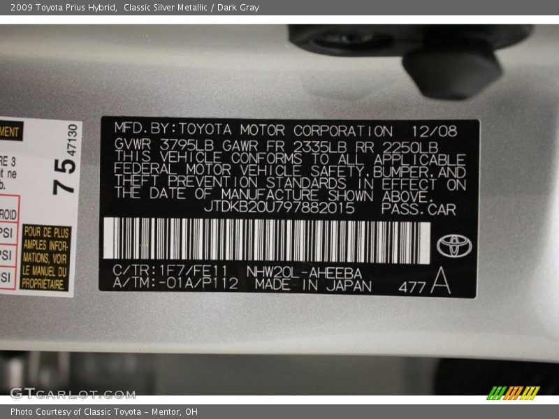 Classic Silver Metallic / Dark Gray 2009 Toyota Prius Hybrid