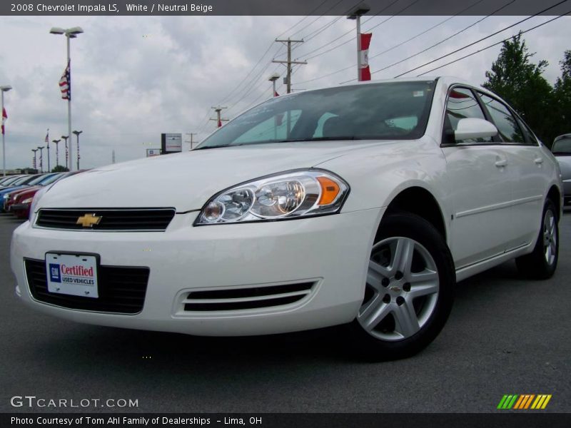 White / Neutral Beige 2008 Chevrolet Impala LS