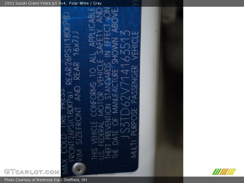 Polar White / Gray 2001 Suzuki Grand Vitara JLX 4x4