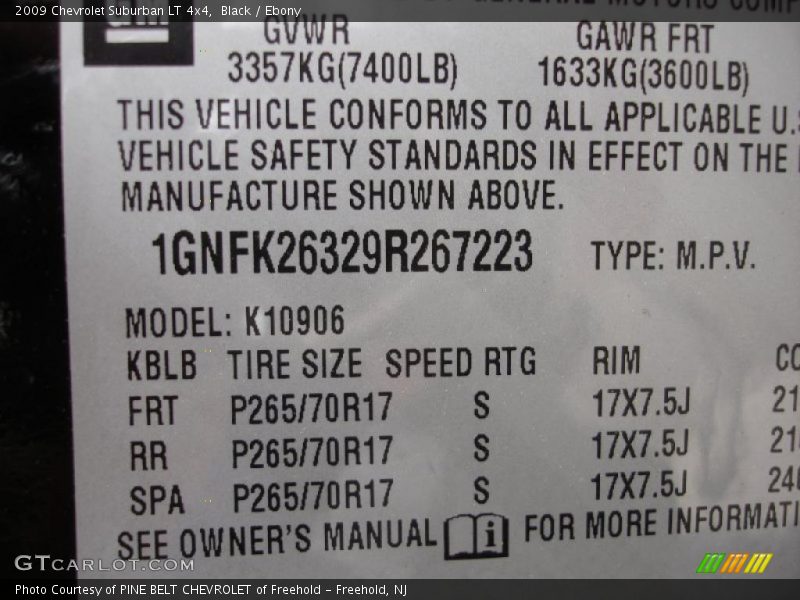 Black / Ebony 2009 Chevrolet Suburban LT 4x4
