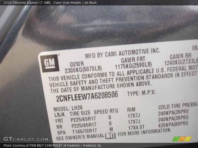 Cyber Gray Metallic / Jet Black 2010 Chevrolet Equinox LT AWD