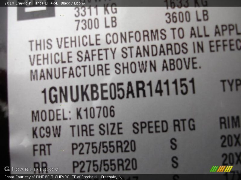 Black / Ebony 2010 Chevrolet Tahoe LT 4x4