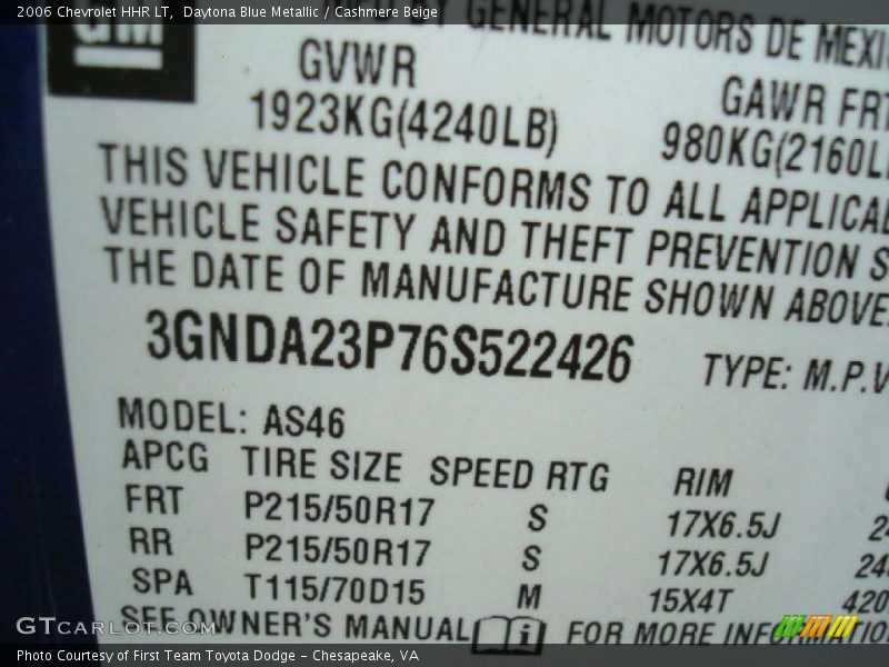 Daytona Blue Metallic / Cashmere Beige 2006 Chevrolet HHR LT