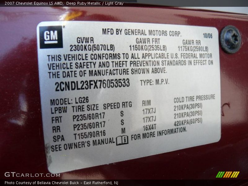 Deep Ruby Metallic / Light Gray 2007 Chevrolet Equinox LS AWD