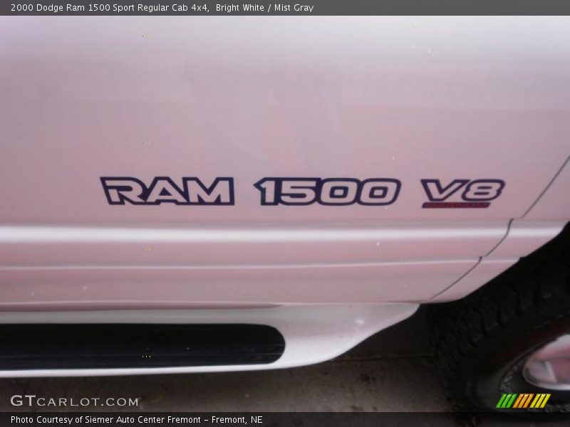 Bright White / Mist Gray 2000 Dodge Ram 1500 Sport Regular Cab 4x4