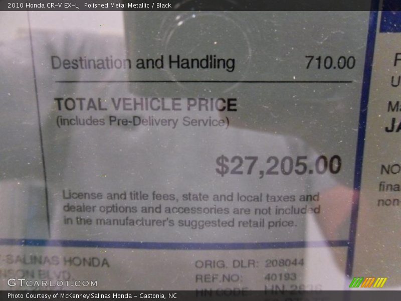 Polished Metal Metallic / Black 2010 Honda CR-V EX-L