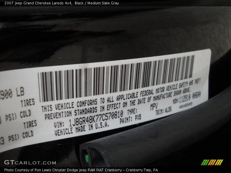 Black / Medium Slate Gray 2007 Jeep Grand Cherokee Laredo 4x4
